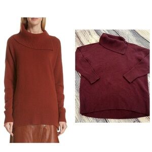 Nordstrom Signature 100% Cashmere Burgundy Split Neck Sweater​​​​